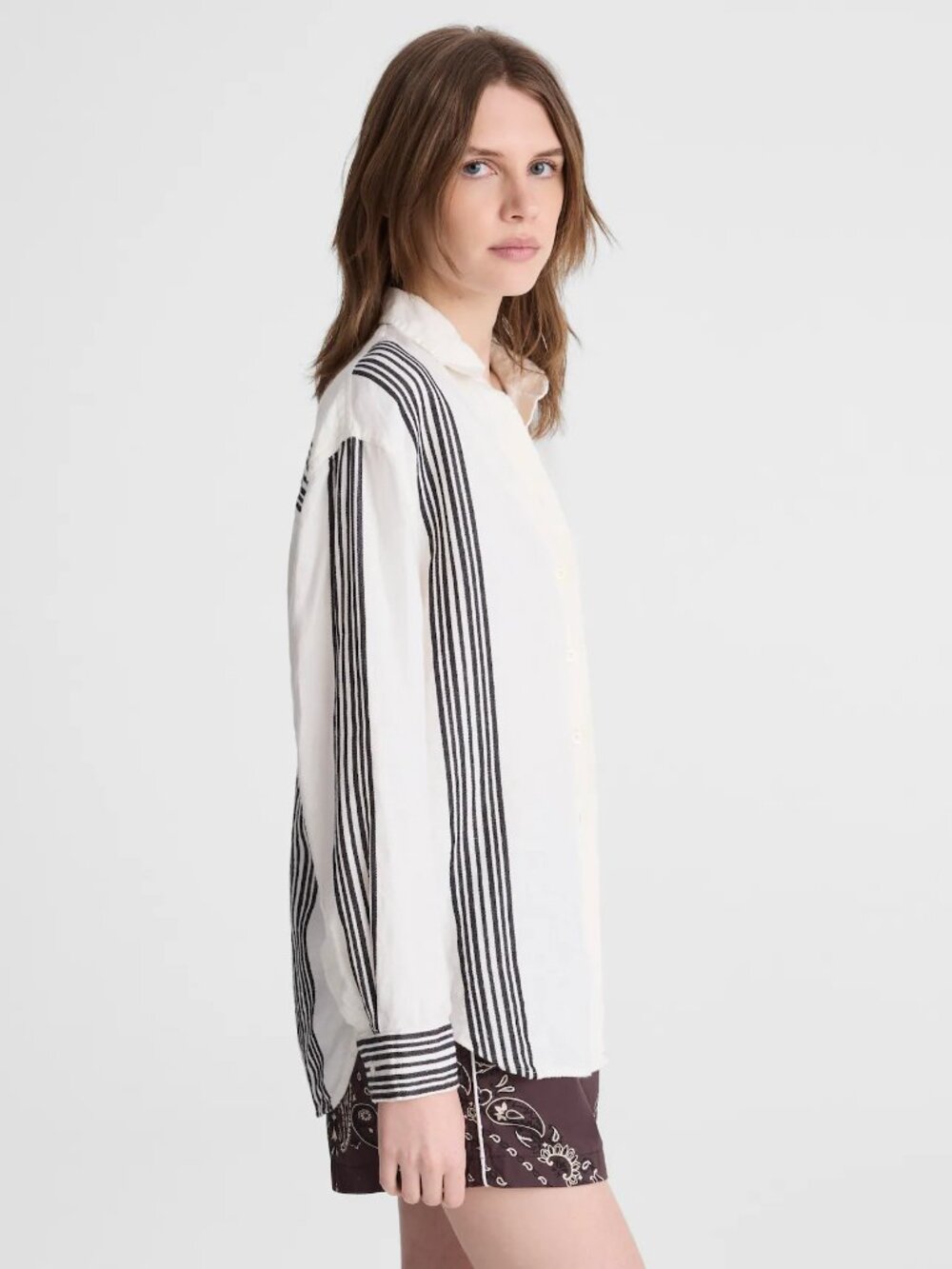 NWT 👔 Madewell Buttondown - The Easy Shirt in Linen Blend (Striped) - Picture 3 of 6